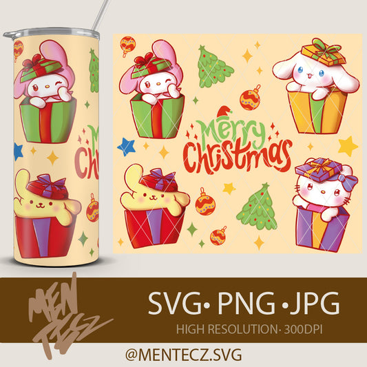 Imagen secundaria de Hello kitty christmas png, svg, happy christmas, libbey 16oz, tumbler 20oz, kuromi png - MenteczSVG