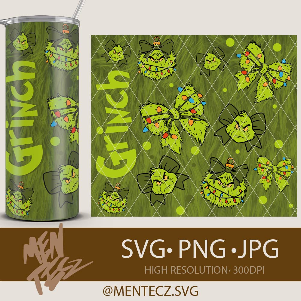 Grinch Christmas Wrap Design for Libbey 16oz & 20oz Tumbler | Digital PNG Template for Sublimation