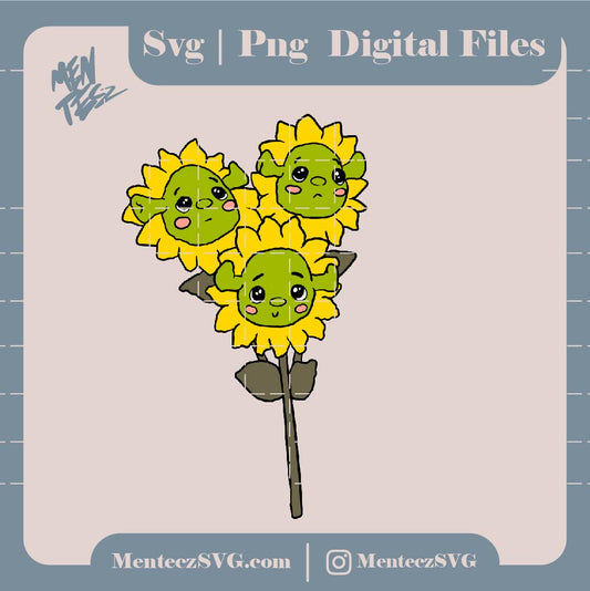 Diseño SVG para Cricut - Shrek girasoles svg, jpg and png, girasol svg - MenteczSVG