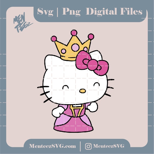 Diseño SVG para Cricut - Hello Kitty Princess svg, png Hello kitty Princess - MenteczSVG
