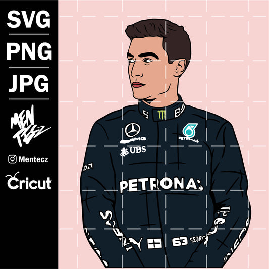 Diseño SVG para Cricut - George Russell svg, png,jpg, eps and AI, Formula 1, F1 - MenteczSVG