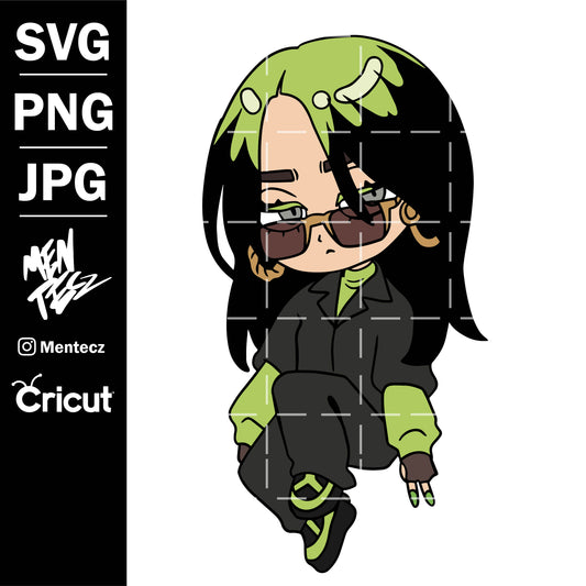 Diseño SVG para Cricut - Billie Eilish svg, png, jpg, - lovely, verde - MenteczSVG