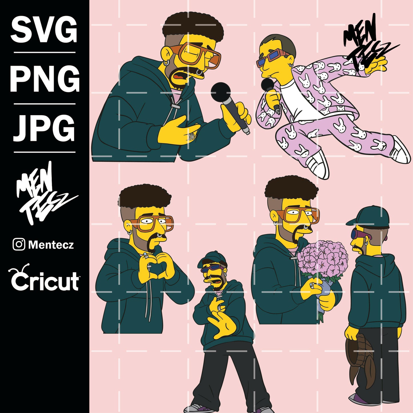 Bad bunny clipart simpsons svg, Bad Bunny SVG, PNG & JPG Digital Download, San valentin, summer