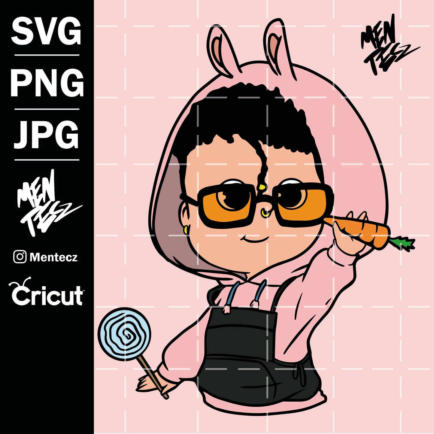Baby benito svg, lollipop  Bad Bunny carrot svg