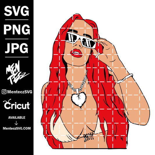 Diseño SVG para Cricut - Karol G cabello rojo SVG, png & JPG, Bichota svg, bichota roja, gatubela - MenteczSVG