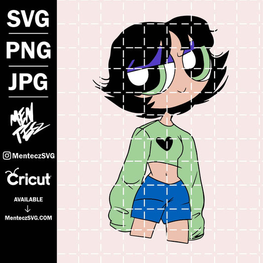 Diseño SVG para Cricut - superpoderosas bellota svg, verde, The Powerpuff Girls svg, Buttercup svg - MenteczSVG