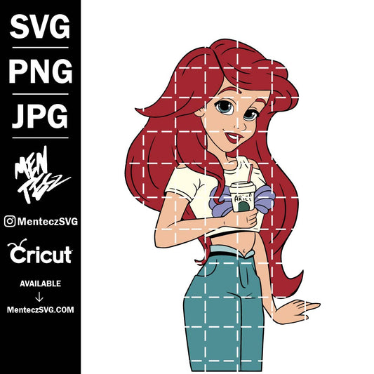 Diseño SVG para Cricut - Ariel Svg Layered Item, La Sirenita Clipart, Cricut, Digital Vector Cut File, Svg, Png, Dxf, Eps Clip Art Files, La sirenita svg - MenteczSVG