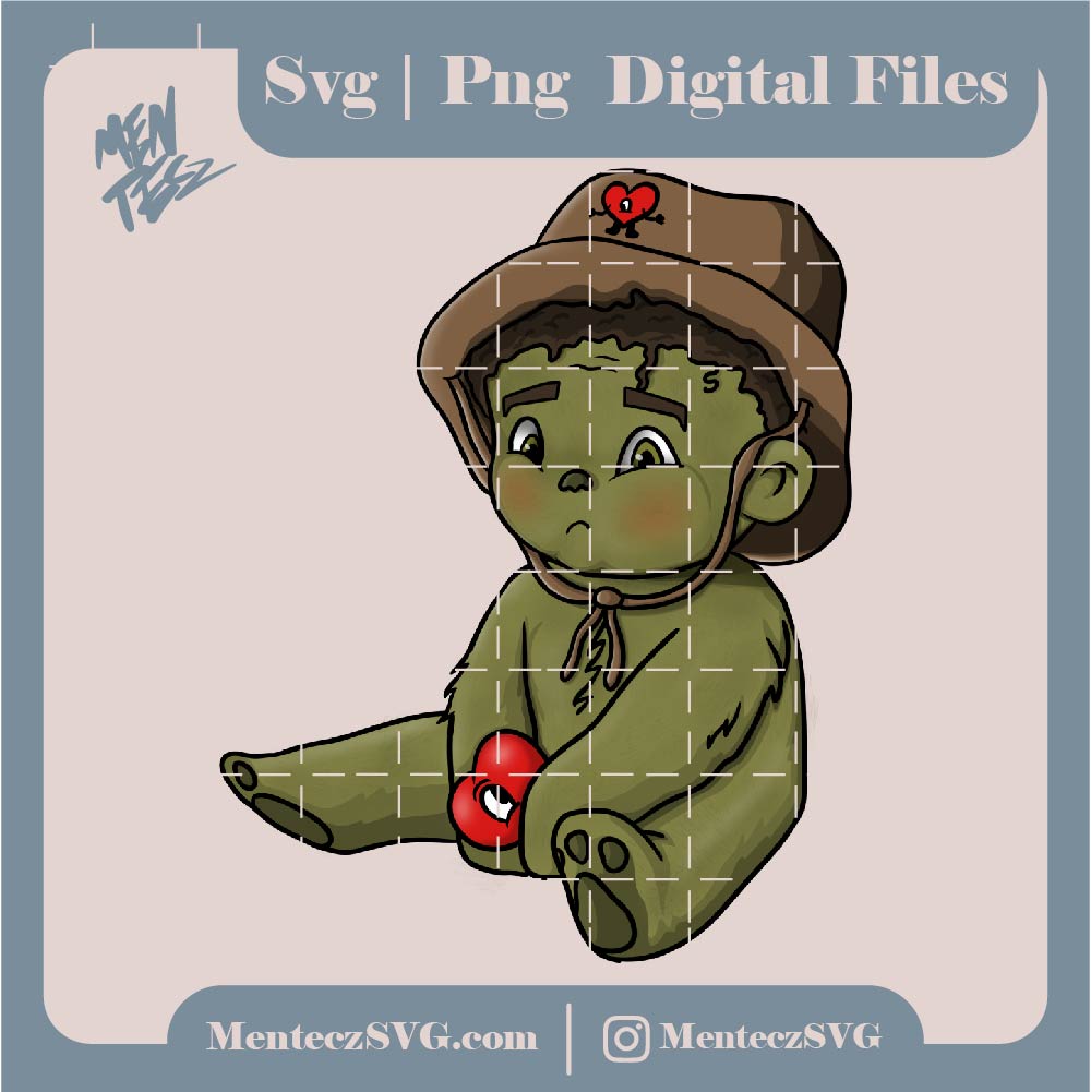 Baby Benito Grinch Cute PNG, bad bunny grinch PNG, bad bunny Christmas PNG