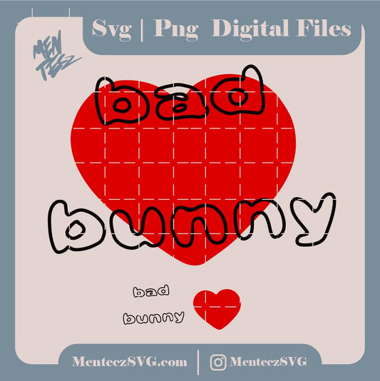 Diseño SVG para Cricut - Heart Bad bunny svg, summer svg, Bad Bunny heart svg, Png & Jpg  Digital Download, un verano sin ti svg, summer svg, Jeniffer - MenteczSVG
