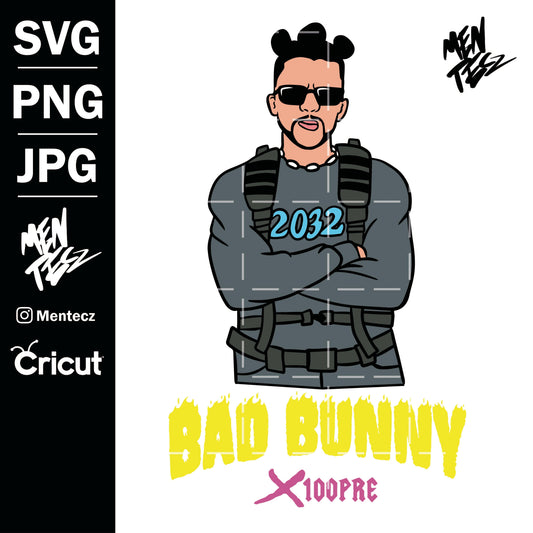 Diseño SVG para Cricut - Bad Bunny x100pre SVG, PNG & JPG Digital Download - MenteczSVG