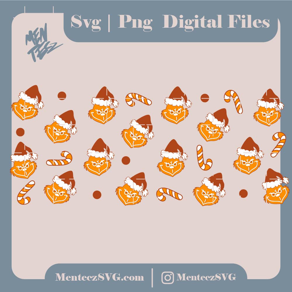 Grinch ginger svg 16oz Libbey Wrap Svg, Glass Wrap, Libbey Glass SVG jengibre svg