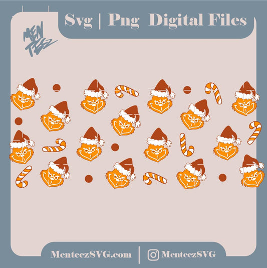 Diseño SVG para Cricut - Grinch ginger svg 16oz Libbey Wrap Svg, Glass Wrap, Libbey Glass SVG jengibre svg - MenteczSVG