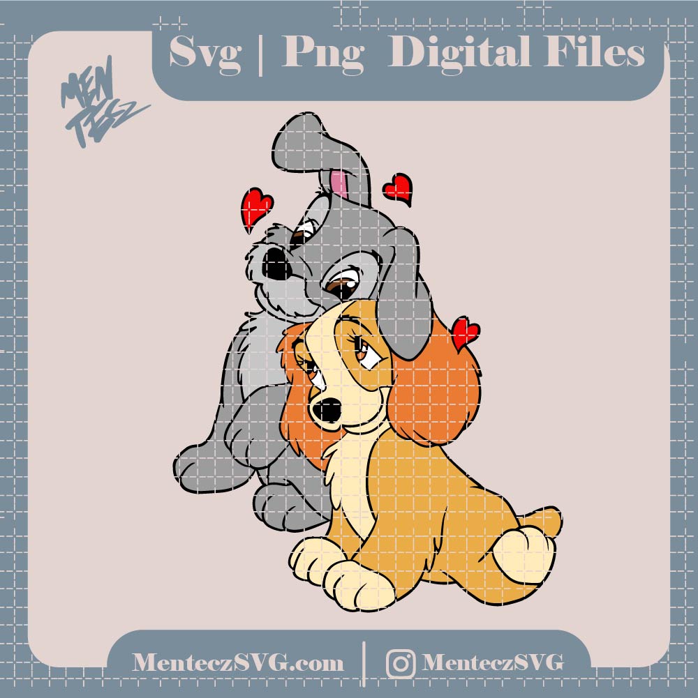 Lady and the Tramp svg, png, san valentin png baby