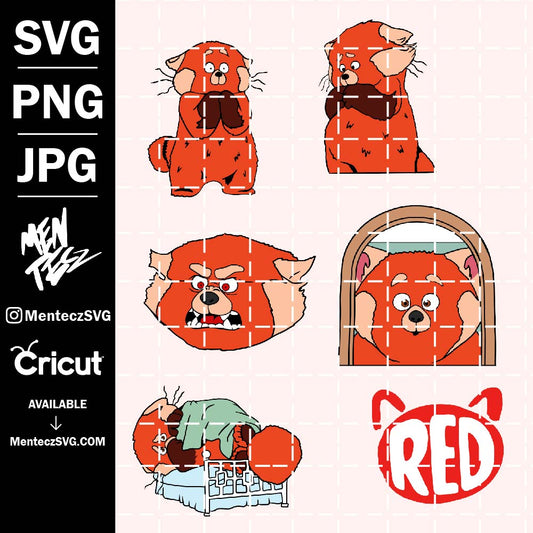 Diseño SVG para Cricut - Turning Red Bundle Svg, Red Disney Svg, Red Png, Turning Red Clipart, Turning Red Svg, Printable Cliparts Transparent Files, Digital Files, zorro - MenteczSVG