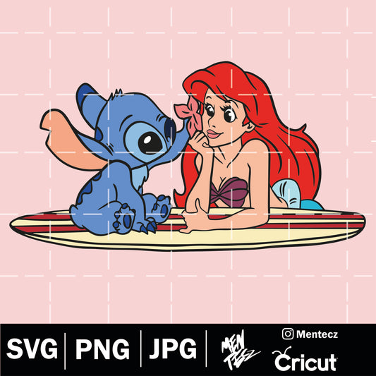 Diseño SVG para Cricut - Stitch y ariel svg, Lilo svg, Stitch svg, Angel svg, Princess svg, evil svg, Stitch Clipart, tshirt svg, Tumbler svg, Mug svg, Starbucks svg , Disney - MenteczSVG