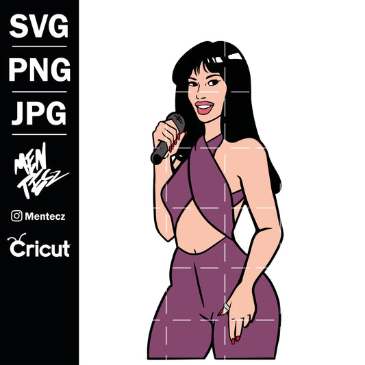 Diseño SVG para Cricut - Selena Quintanilla svg-Pérez Singing Layered and Outline SVG File Download - MenteczSVG
