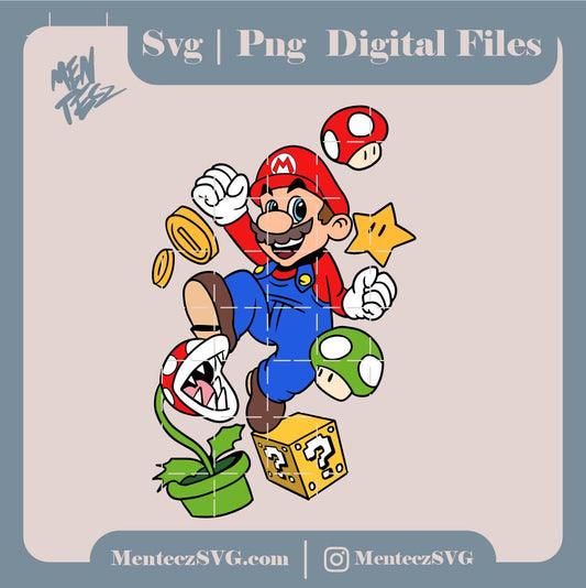 Diseño SVG para Cricut - Super Mario svg, png, egg the Yoshi friend the Luigi, money svg, hongos svg - MenteczSVG