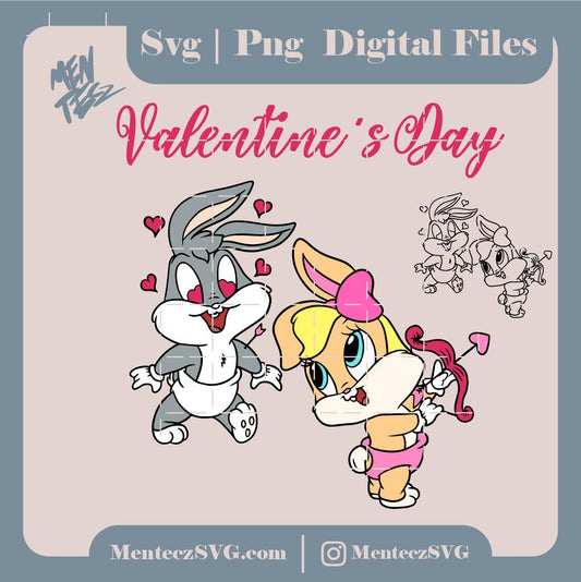 Diseño SVG para Cricut - Valentine Day svg, Bugs bunny y lola Valentine Day svg, png, baby , Looney Tunes - MenteczSVG