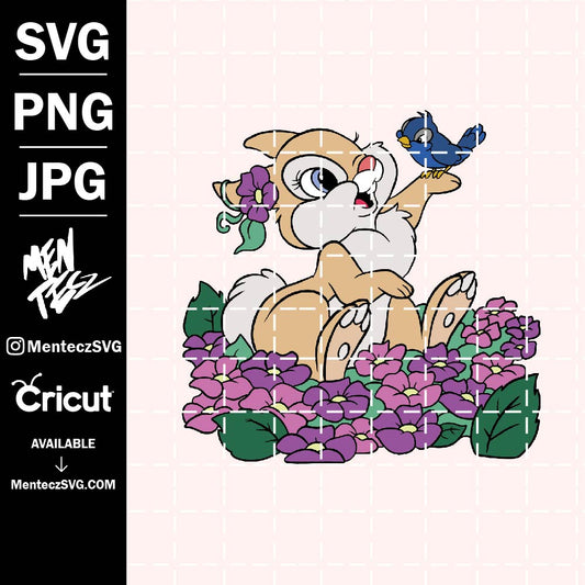 Diseño SVG para Cricut - Miss bunny svg. Bambi svg, Flor Bambi svg, Faline svg, tambor svg, thumper bambi, conejo - MenteczSVG