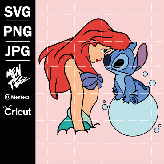 Diseño SVG para Cricut - Stitch y ariel svg, Lilo svg, Stitch svg, Angel svg, Princess svg, evil svg, Stitch Clipart, tshirt svg, Tumbler svg, Mug svg, Starbucks svg , Disney - MenteczSVG