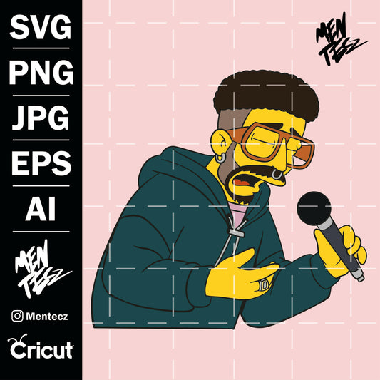 Diseño SVG para Cricut - Bad bunny simpsons svg, Bad Bunny SVG, PNG & JPG Digital Download, San valentin - MenteczSVG