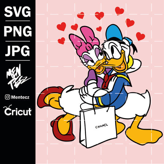 Diseño SVG para Cricut - Donald duck and daisy san valentine svg, Disney - MenteczSVG