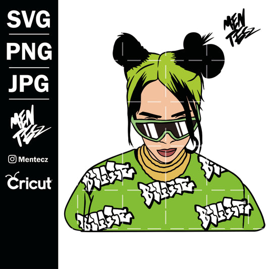 Diseño SVG para Cricut - Billie Eilish svg, png, jpg, - lovely, verde - MenteczSVG
