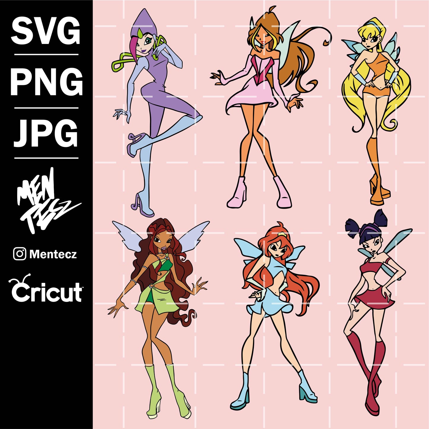 Winx Club bundle svg, Clipart png jpg eps and Ai cricuy, clipart