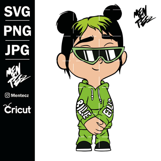 Diseño SVG para Cricut - Baby Billie Eilish svg, png, jpg, - lovely, verde - MenteczSVG