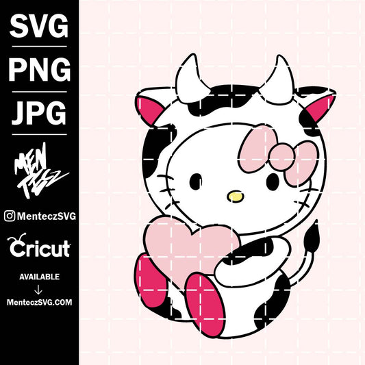 Diseño SVG para Cricut - Hello Kitty cow Svg, png, jpg, Hello kitty - MenteczSVG