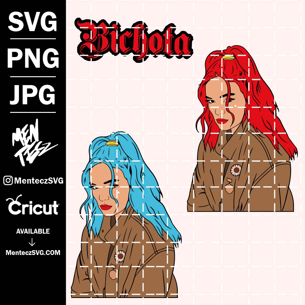 Karol G SVG, png & JPG, Bichota svg, pelo rojo, red