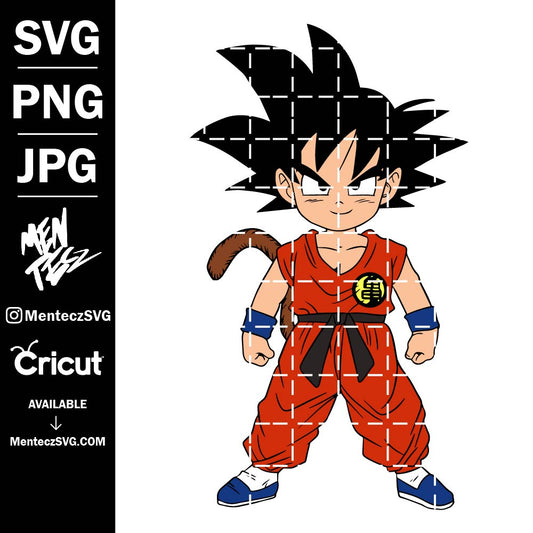 Diseño SVG para Cricut - Goku pequeño svg, Dragon Ball svg - kid Goku svg, Anime SVG, png and jpg - MenteczSVG