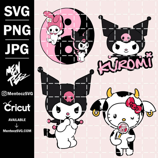 Diseño SVG para Cricut - Hello Kitty cow Svg, png, jpg, Hello kitty, cow hello kitty svg - MenteczSVG