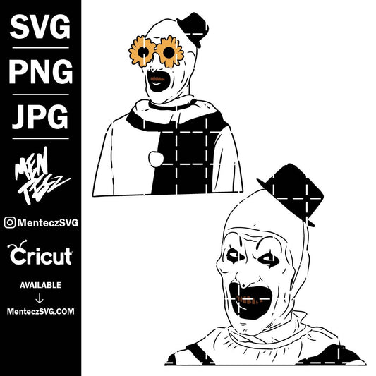 Diseño SVG para Cricut - Terrifier art the clown svg, png and jpg - MenteczSVG
