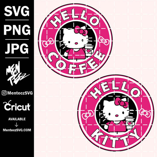 Diseño SVG para Cricut - Hello Coffee Svg, png, jpg, Hello kitty - MenteczSVG