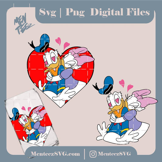 Diseño SVG para Cricut - Donald duck and daisy san valentine svg, Disney svg, Valentine's Day svg, png - MenteczSVG