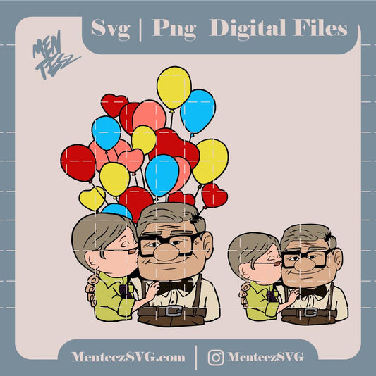 Diseño SVG para Cricut - Carl And Ellie Happy Valentine's Day svg, PNG, Matching Valentine Couple PNG, DTG printing, Digital download, File Digital - MenteczSVG