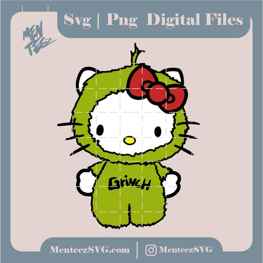 Diseño SVG para Cricut - Hello kitty Grinch svg, Hello Kitty Svg, png, jpg, Hello kitty, cow hello kitty svg - MenteczSVG