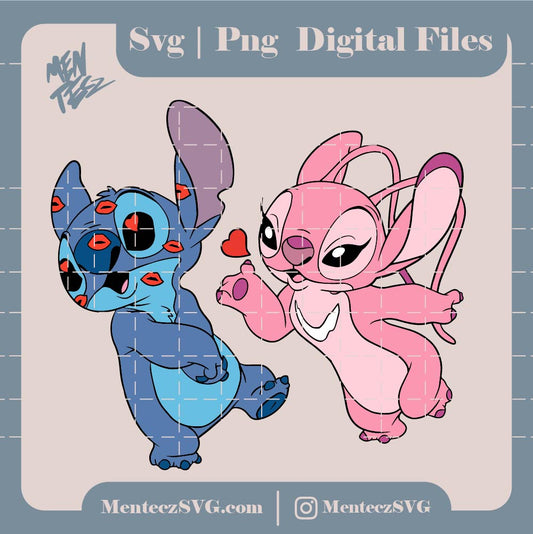Diseño SVG para Cricut - Stitch and Angel valentines day svg, Lilo svg, Stitch svg, Angel svg, Princess svg, evil svg, Stitch Clipart, tshirt svg, Tumbler svg, Mug svg, Starbucks svg - MenteczSVG