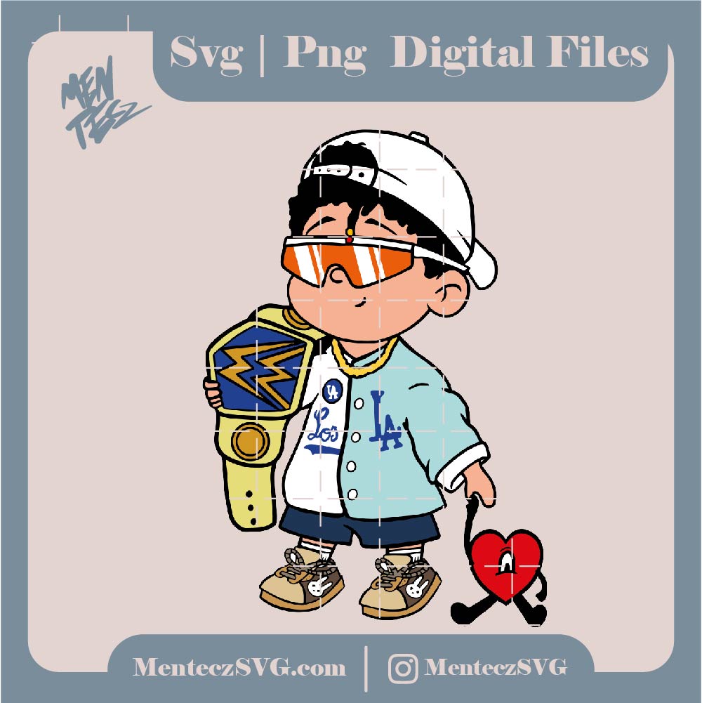 Baby Benito Los Angeles PNG, Bad bunny PNG and JPG, Layered Digital File Clipart