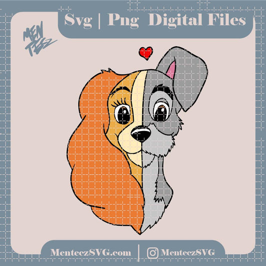 Diseño SVG para Cricut - Lady and the Tramp svg, png, san valentin png - MenteczSVG