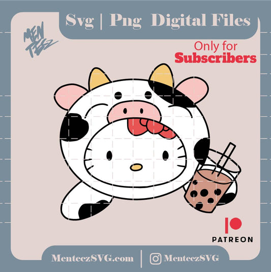 Hello Kitty cow Svg, png, jpg, Hello kitty, coffee bubble
