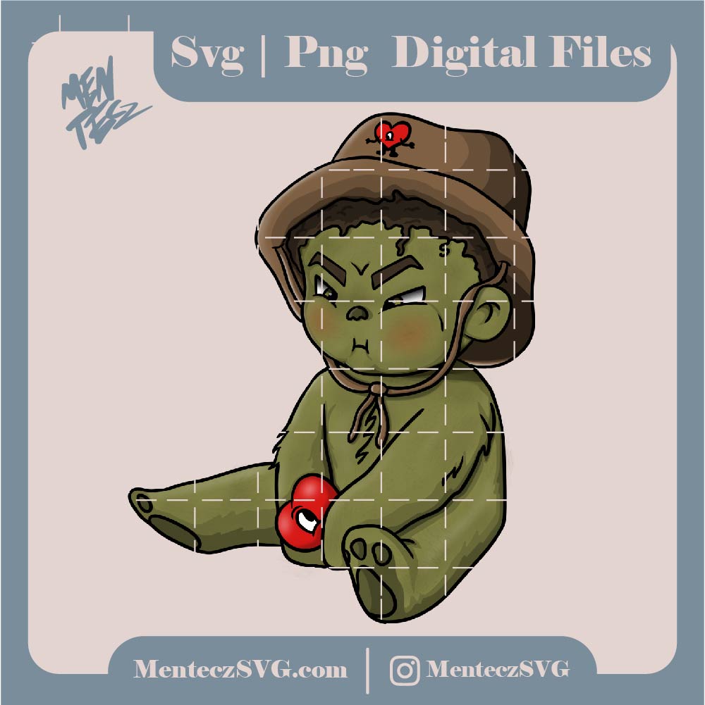 Baby Benito Grinch PNG, bad bunny grinch PNG, bad bunny Christmas PNG