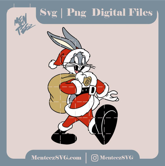 Diseño SVG para Cricut - Bugs bunny Christmas SVG | Bugs Bunny PNG, JPG and SVG Cut File Bundle | Bunny Vector Clip Art, Looney tunes - MenteczSVG