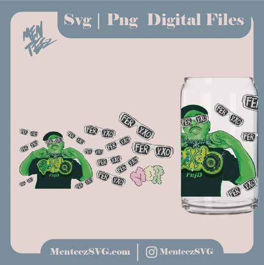 Diseño SVG para Cricut - Ferxxo Tumbler wrap svg, feid svg, png and jpg, 20oz Straight Tumbler wrap, sin palabras - MenteczSVG