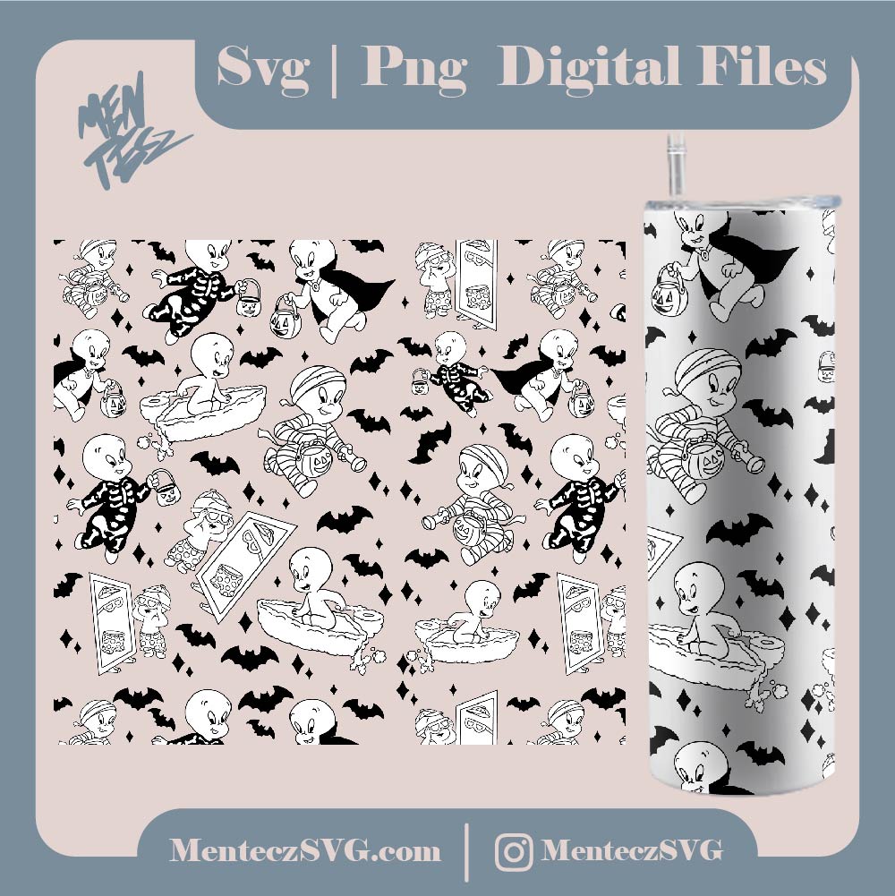 Casper Tumbler png, casparin png, Blanco y negro