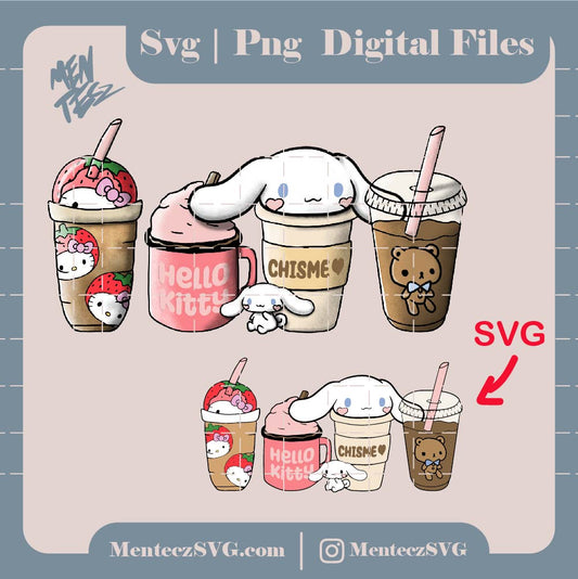 Diseño SVG para Cricut - Hello kitty coffee cups png, pink sublimation design download, Hello kitty coffee cups png, Hello kitty frappe png, Hello kitty png sublimate designs download - MenteczSVG