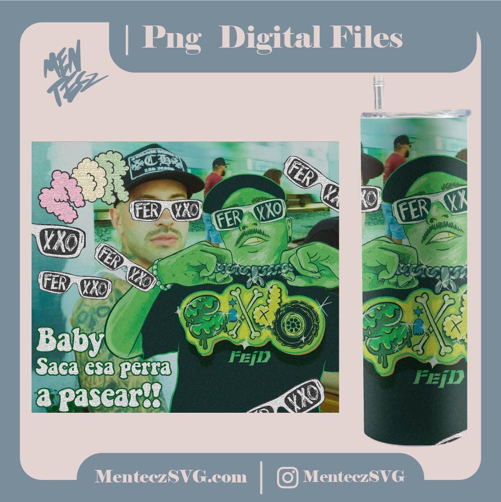 Ferxxo Tumbler wrap svg, feid svg, png and jpg, 20oz Straight Tumbler wrap