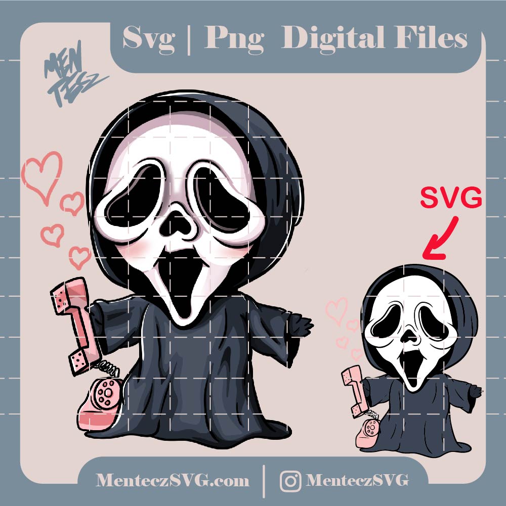 Scream Ghostface svg, baby Ghostface svg, vector png pdf psd jpeg cricut silhouette spooky Halloween svg ghost horror movies digital download 300 dpi