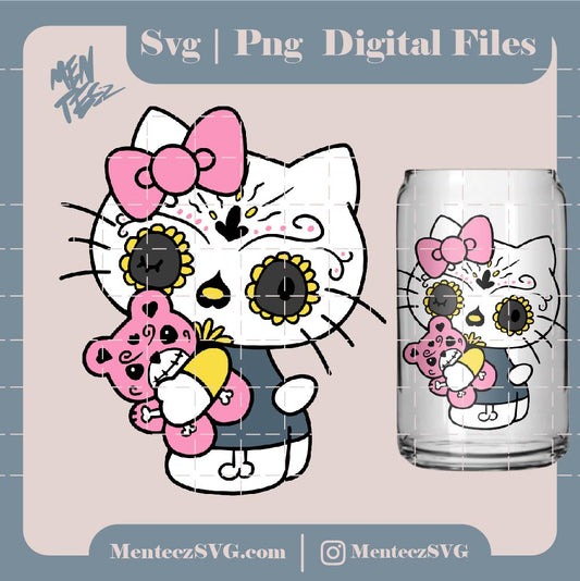 Diseño SVG para Cricut - Hello kitty Dia de los muertos svg, Hello Kitty Svg, png, jpg, Hello kitty, Dia de los muertos svg, Day of the Dead svg - MenteczSVG